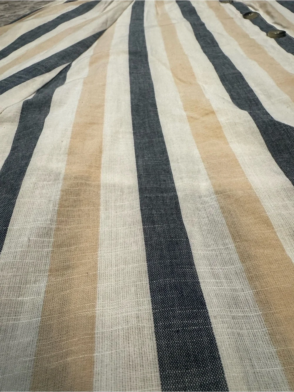 Mlle Gabrielle Striped Button-Front Maxi Skirt in Cream, Tan and Blue - Picture 10 of 10